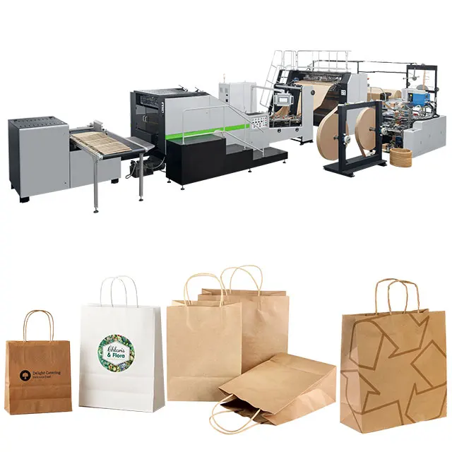 ROKIN BRAND AUTOMATIC PAPER SHOPPING BAG MAKING MACHINE WITH ROPE AND FLAT HANDLES