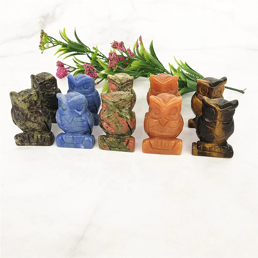 Wholesale Natural Hand Made Crystal Stone Animals High Quality Owl Shape Sculpture For Gift