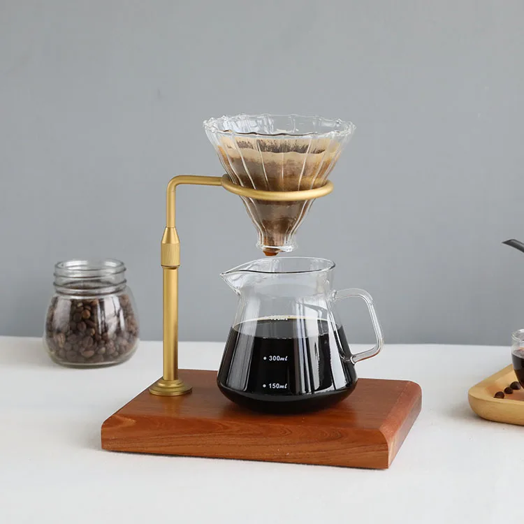 Экологически чистые ручные инструменты для кофе с медной деревянной основой, ручной завариватель для кофе, капельница для кофе
