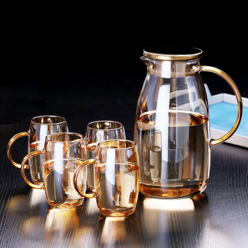 High Quality Multi-Colors Glass Carafe Water Pitcher Water Cooler Jug 1.8L Borosilicate Glass Jug