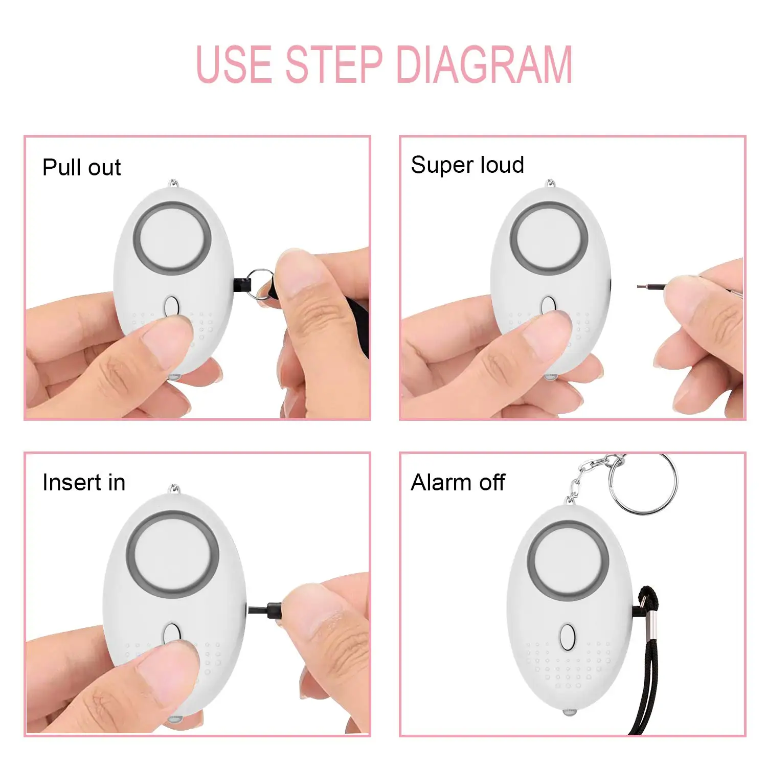 Safe Sound Emergency Personal Alarm Security Electronic Device Emergency Self Defense Keychain Alarm For Women Kids and Elders