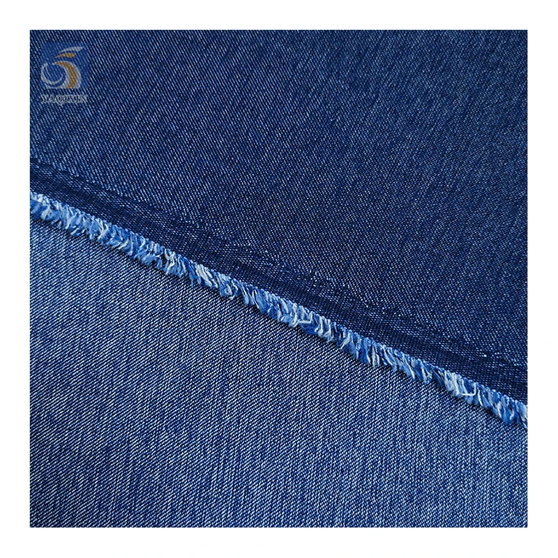 New Arrival Double Cationic Fabric Blue Jeans Polyester Rayon Spandex Stretch Denim Fabric High Quality