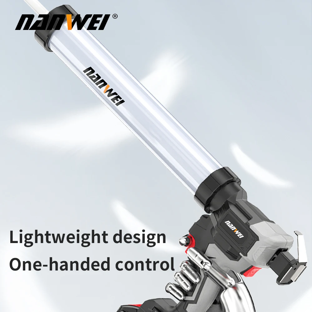 NANWEI Cordless Glass Caulking Glue Gun with 2Batteries 20V10oz/300ml~20oz/600ml Industrial Grade Stepless Speed Control lithium