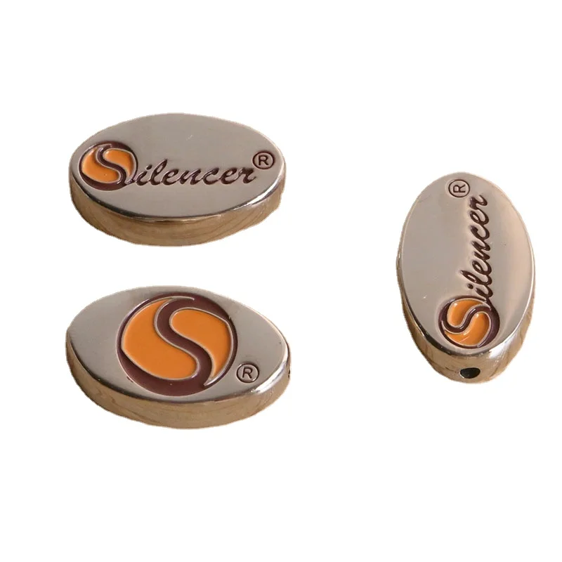 Custom Brand Logo Engraved Metal Bead Charms for Bracelet Necklace Decoration