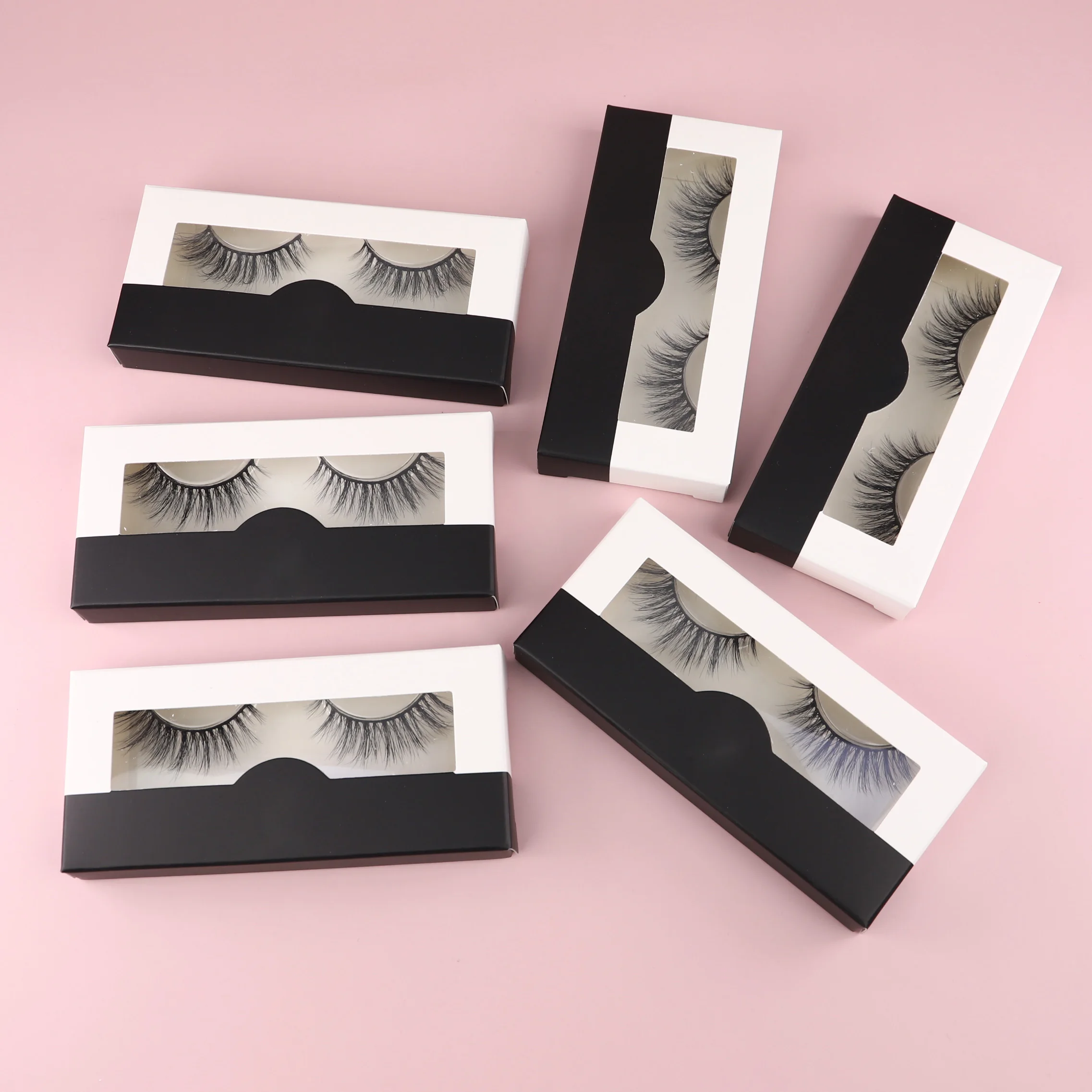 Faux Mink d Curl Strip Eye Lashes Wholesale Black 3d Natural Eyelash Packaging Box Private Label Custom Eye Lash Box Case