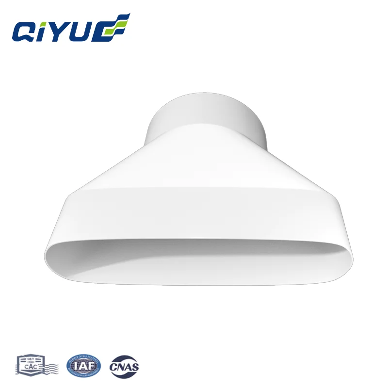 Qiyue High Quality  Manufacturing  White ABS 132mm*30mm-90mm Straight Through Square Rounding for Air Duct System