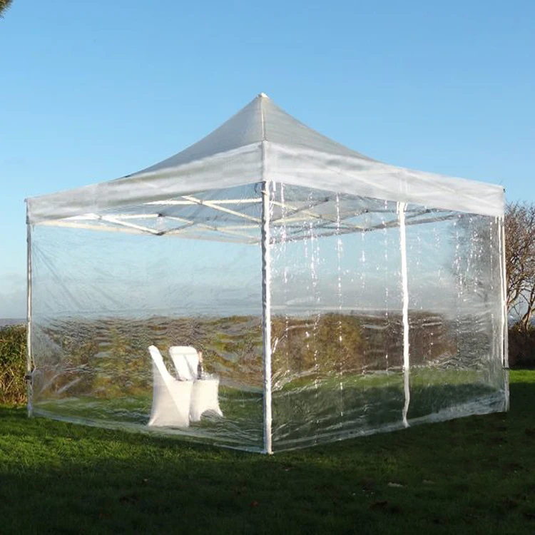 10x10 Outdoor Waterproof PVC Oxford Canvas Canopy Tent with Steel Frame Fabric Sidewalls Customizable Logo for Events Parties