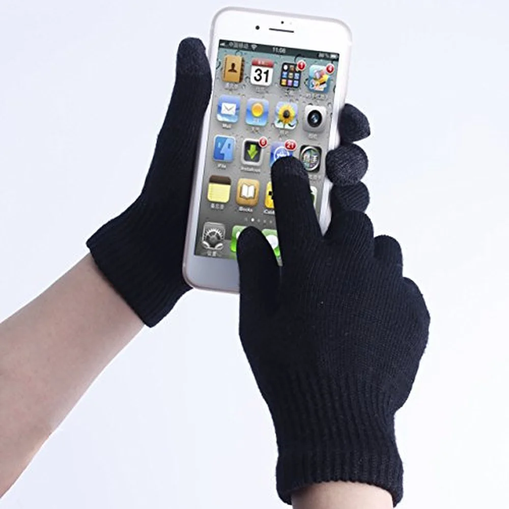 Best&wecan Acrylic Unisex Touch Screen Warm Work Gloves Winter Plain Daily Half Fingers Winter Gloves for Girls One Size MSG-235