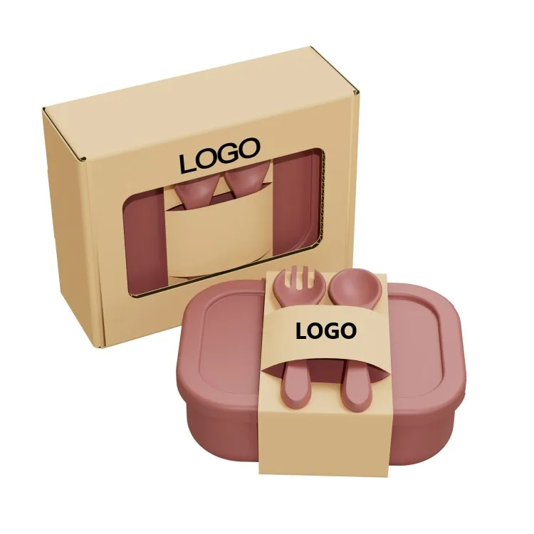 Food Grade Leak Proof Silicone Container Bento Box Set Loncheras Kids School Lunchbox Silicone Lunch Box With Spoon And Fork