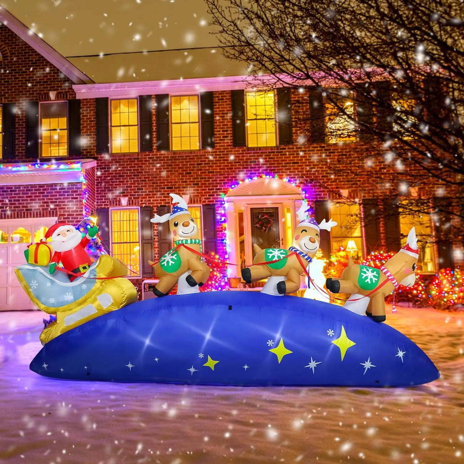 ODM OEM производство надувные сани и олени украшения открытый двор рождественские надувные украшения