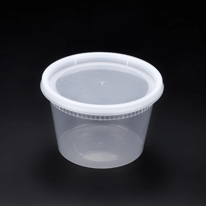 Прозрачный одноразовый пищевой контейнер 16 унций с печатью логотипа под заказ, пластиковая миска для супа с крышкой