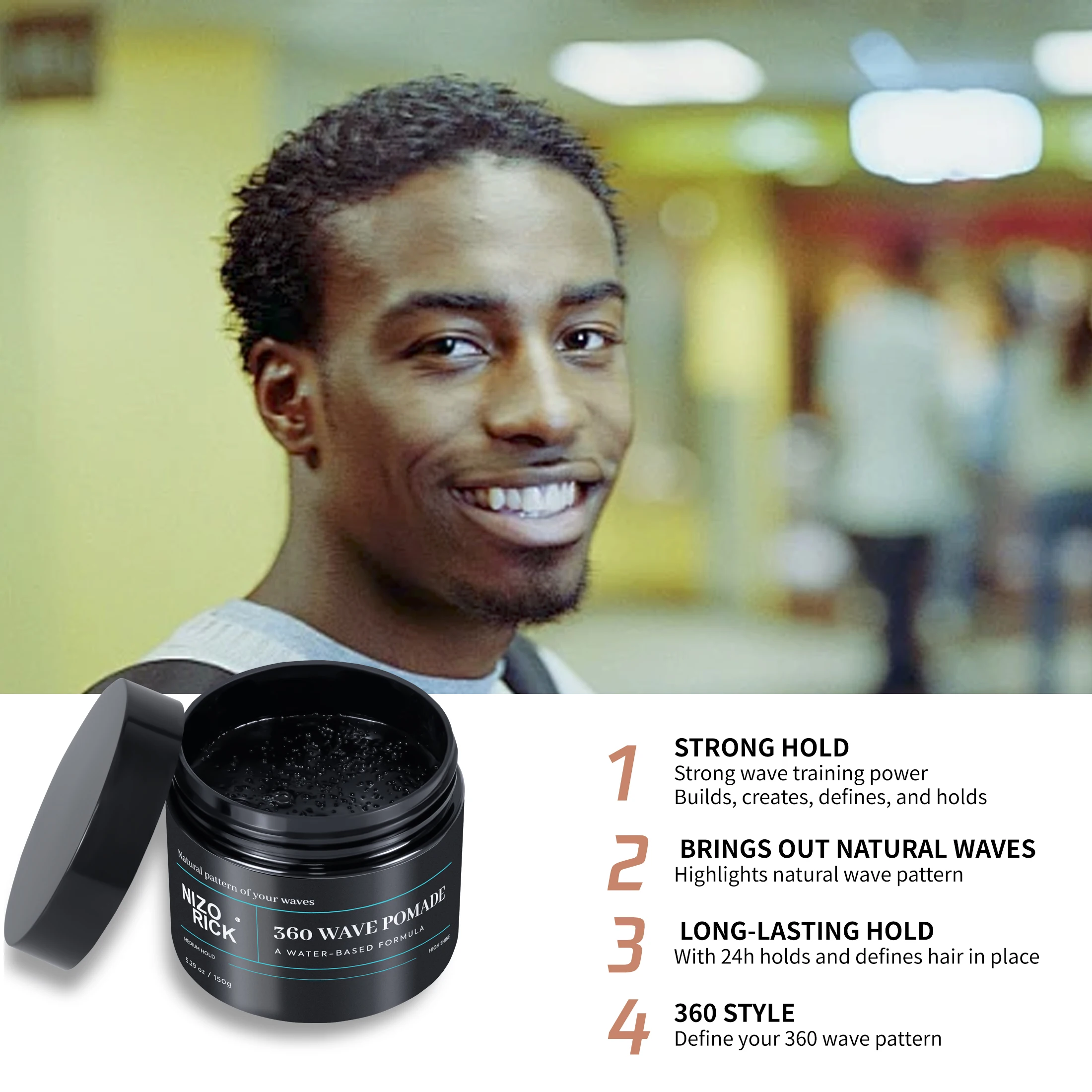 Hair Wave Pomade 360 Long Lasting Stylign Extra Firm Hold 360 Wave Pomade Hair Wax Private Label Custom For Men