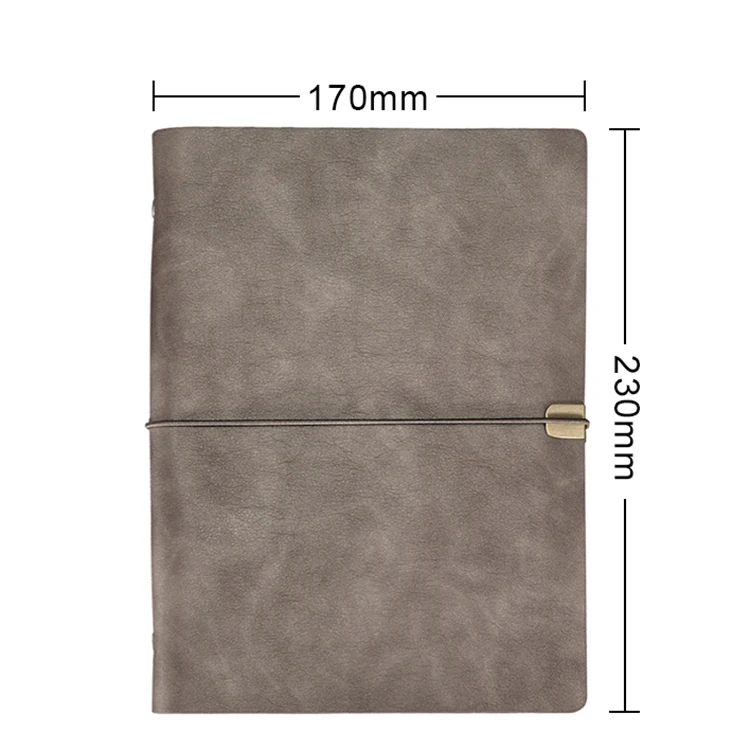 LABON B5 Leather Cover Custom Logo Creative Business Elastic Rope Loose-leaf Paper Notebook