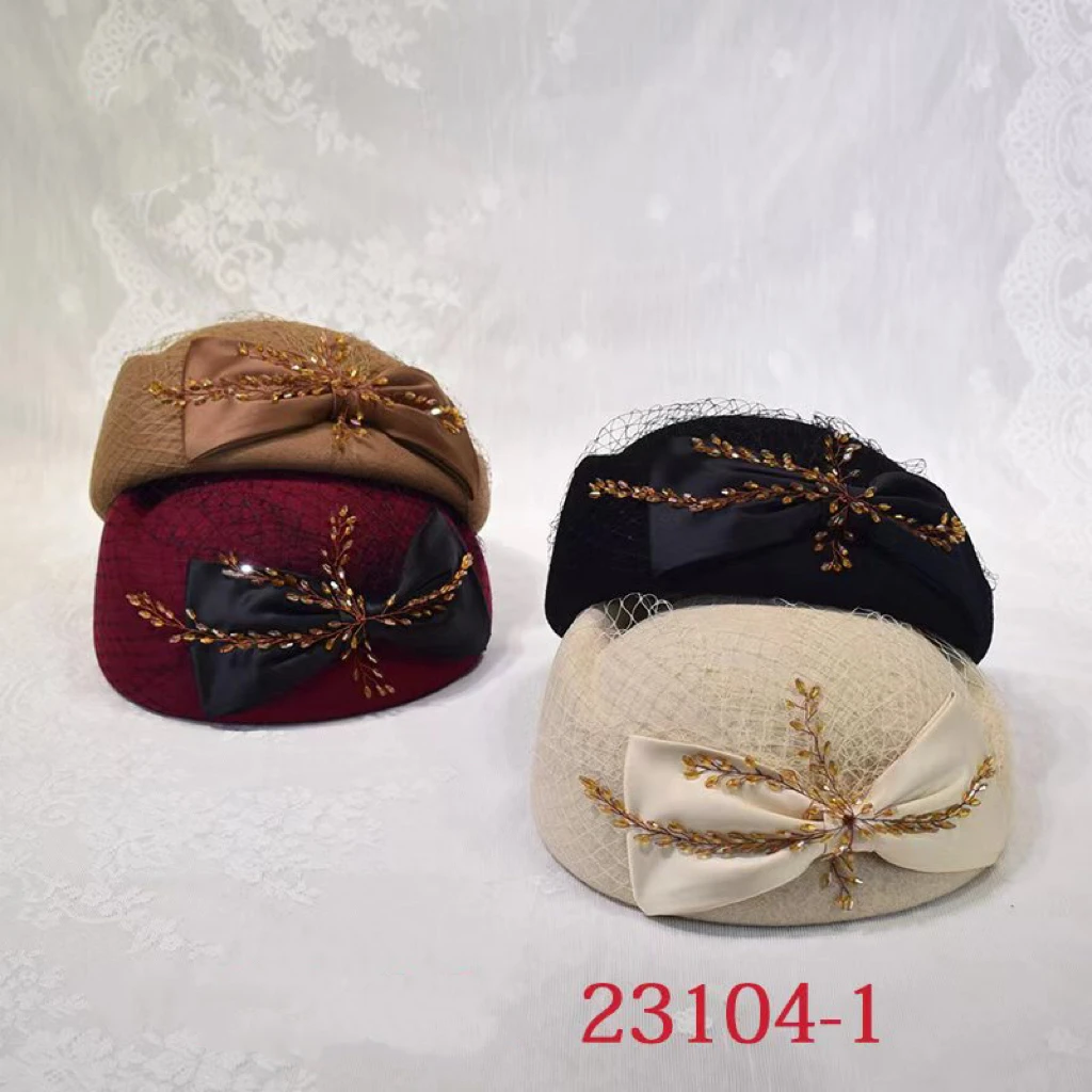 Custom Lady Beret Fashion Women Winter 100% Wool Felt Pillbox Beret Hat