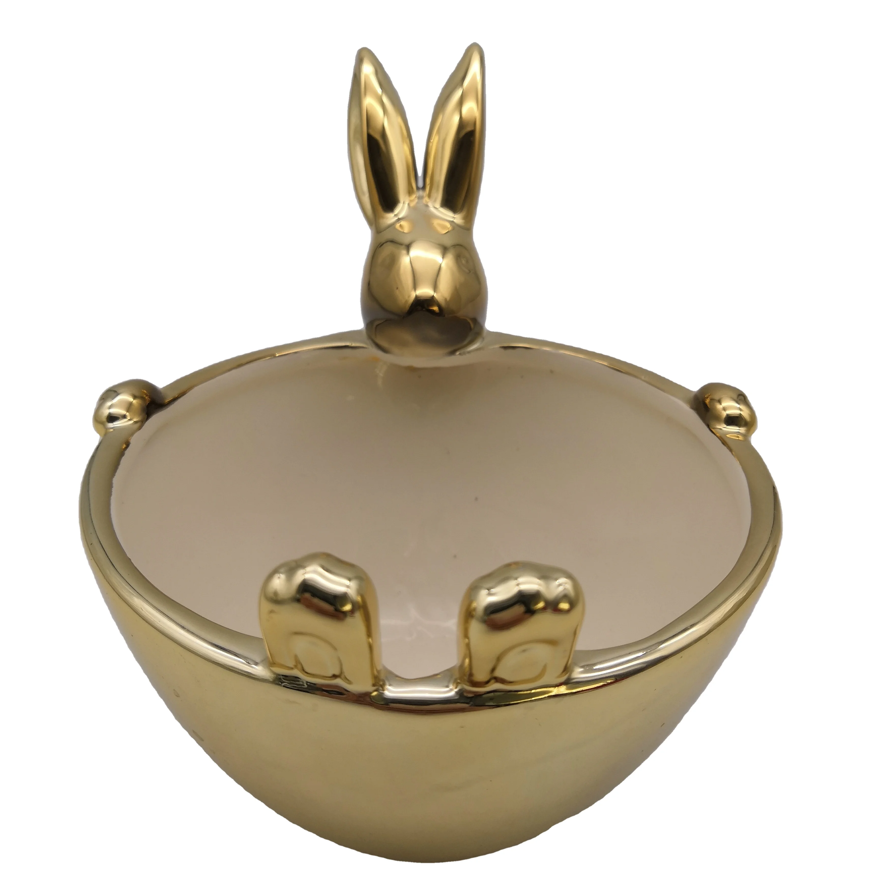 Керамический контейнер для хранения ювелирных изделий в виде золотого кролика для домашнего декора