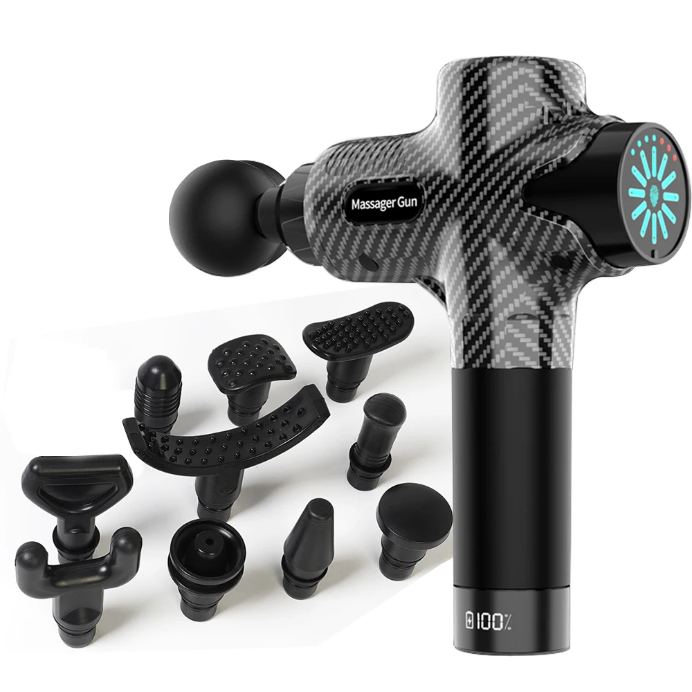 12 Speeds Deep Tissue Gun Massager Pistolet De Massage Professional Vibration Muscle Massage Gun with Lcd Screen