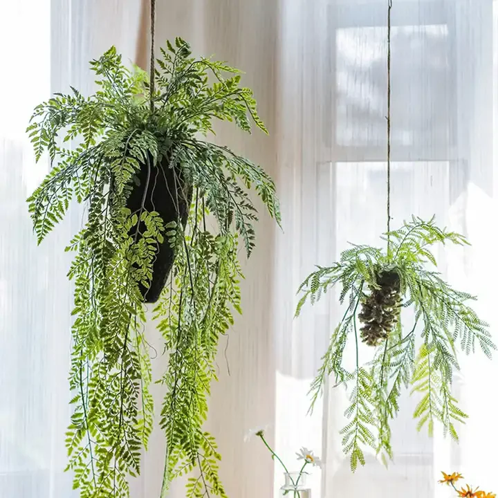 Simulation ferns plants in the air hanging ball hanging decoration green plants window decoration