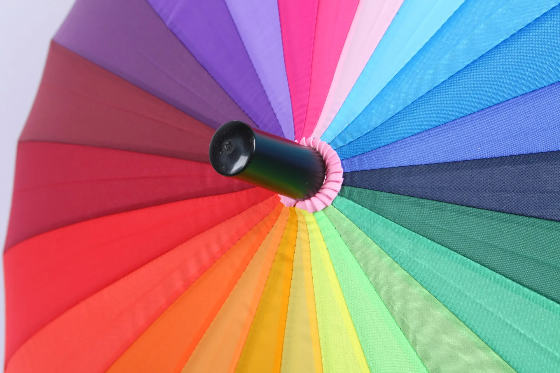 Wholesale 24 inch chromatic straight umbrella manual open rainbow umbrella with digital print custom logo