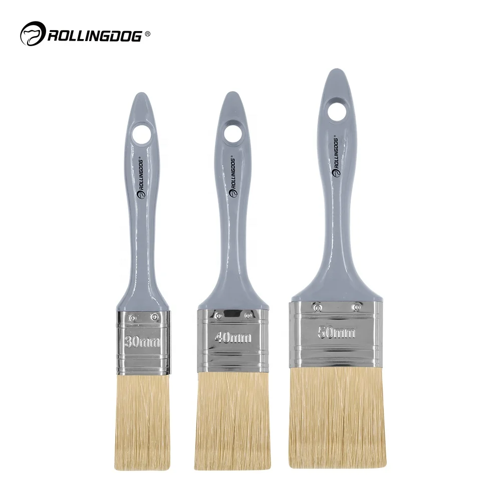 ROLLINGDOG STANDARD 10633 Professional Gloss Flat Trim Synthetic 3PC Paint Brush Paint brush Set Kit withTreated Plastic Handle