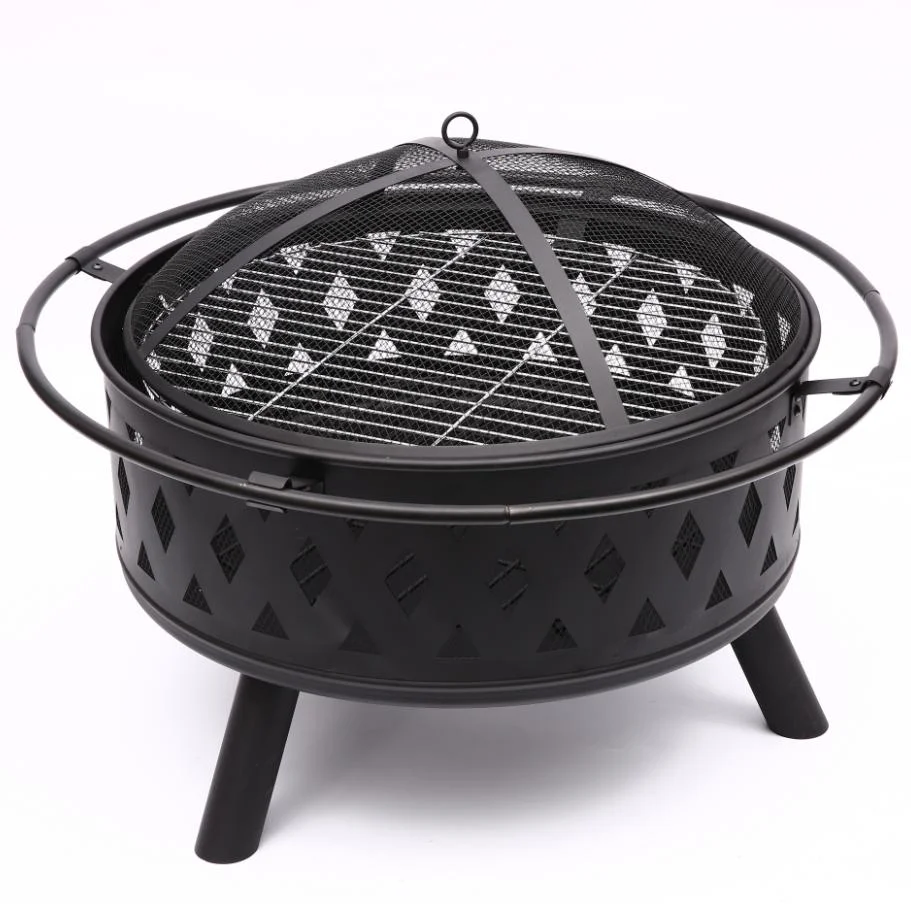 garden outdoor charcoal barbecue 59cm height powder coated steel frame resists rusting BBQ grill with 32' fire pit table