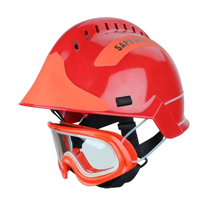 Custom Professional Protection Reflective Flame Retardant Safety Fire Firefighter Red Rescue Helmet