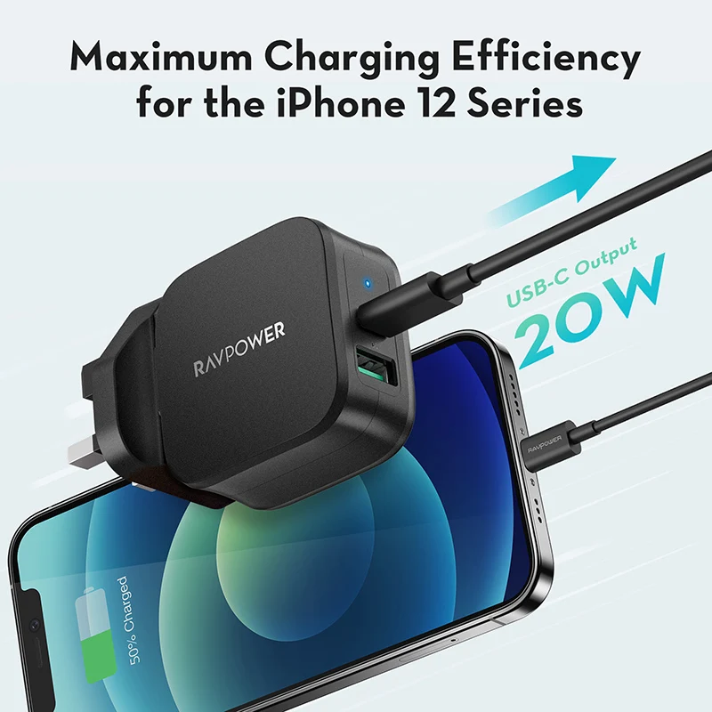 RAVPower Pioneer 20W настенное зарядное устройство для iphone uk LED подходит всех видов мобильных