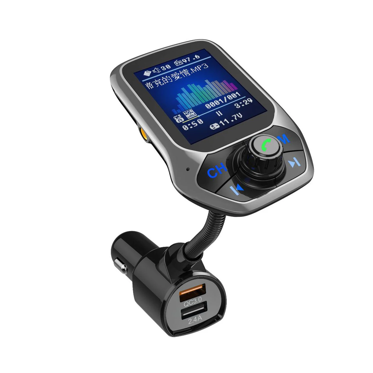 FM-трансмиттер автомобильный T43 BT 5 0 с двумя USB-портами и поддержкой