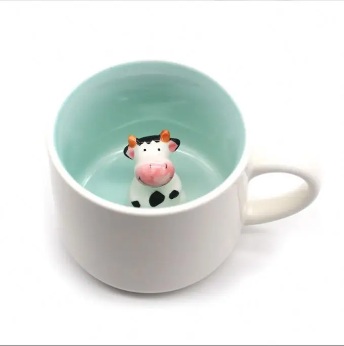 Cow Cute Cartoon Mugs Animal Ceramic Coffee Mugs Creative Men and Women Couple Water Cups Crafts Porcelain Small Cow