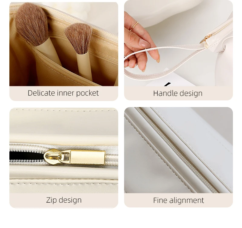 Multi-functional Cloud Shaped Luxury Makeup Bag Soft PU Double Layer Large Makeup Beauty Storage Bag