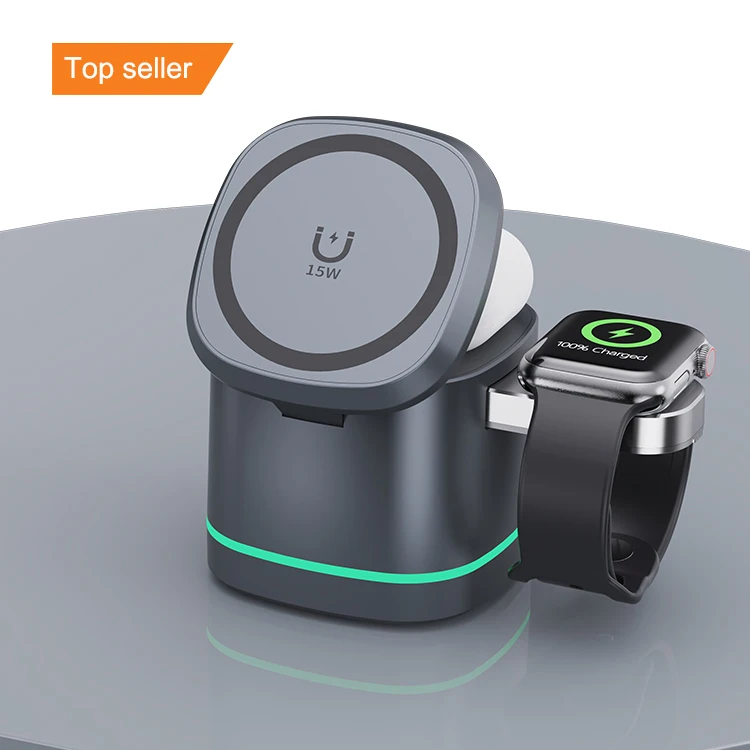 Magnetic Safe 3 in 1 Wireless Charger Dock Station Qi Fast Charge Magnet Stand For iPhone 14/14 Pro Max/13 Mini/Watch 5/6/7/8