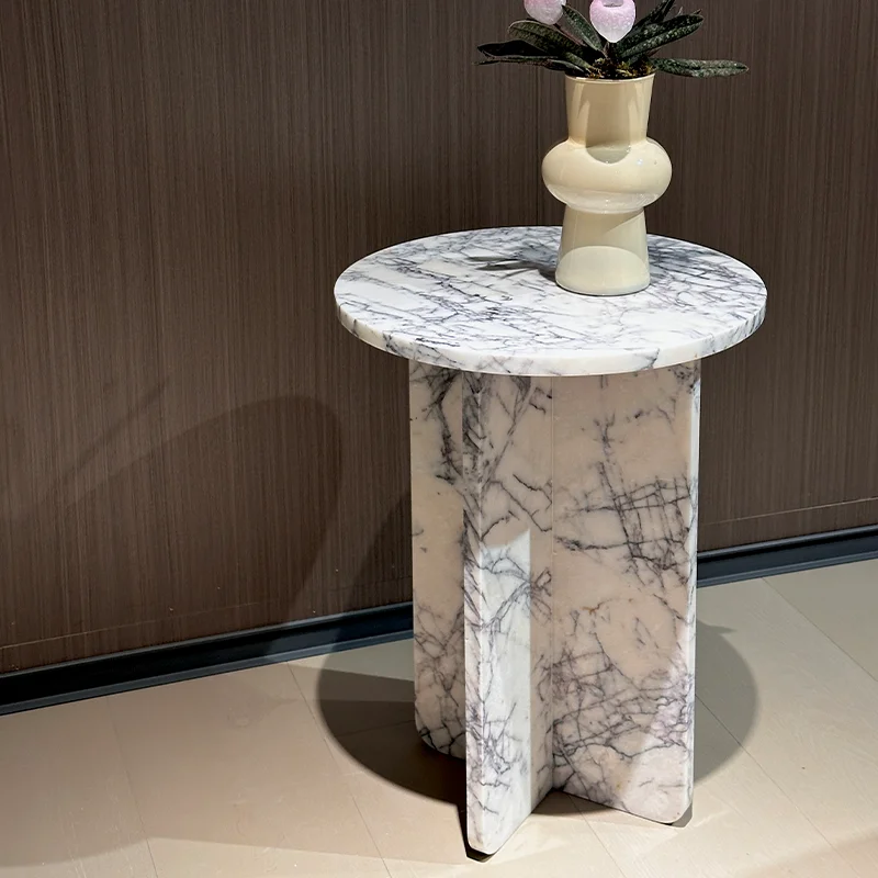 Round center table marble white modern marble furniture design table side purple veins white marble tables