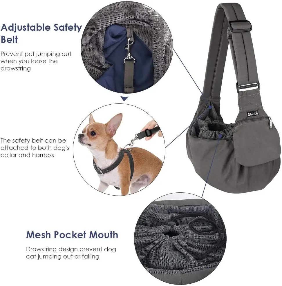 Pet Supplies Adjustable Padded Bottom Dog Sling Carrier Portable Outdoor Travel Sling Bags Comfot Single Sling Bag For Dog Cat