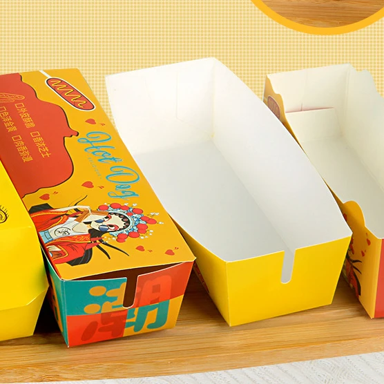 OEM Custom paper packaging hot dog tray takeaway food container box food packing for korean corn dog
