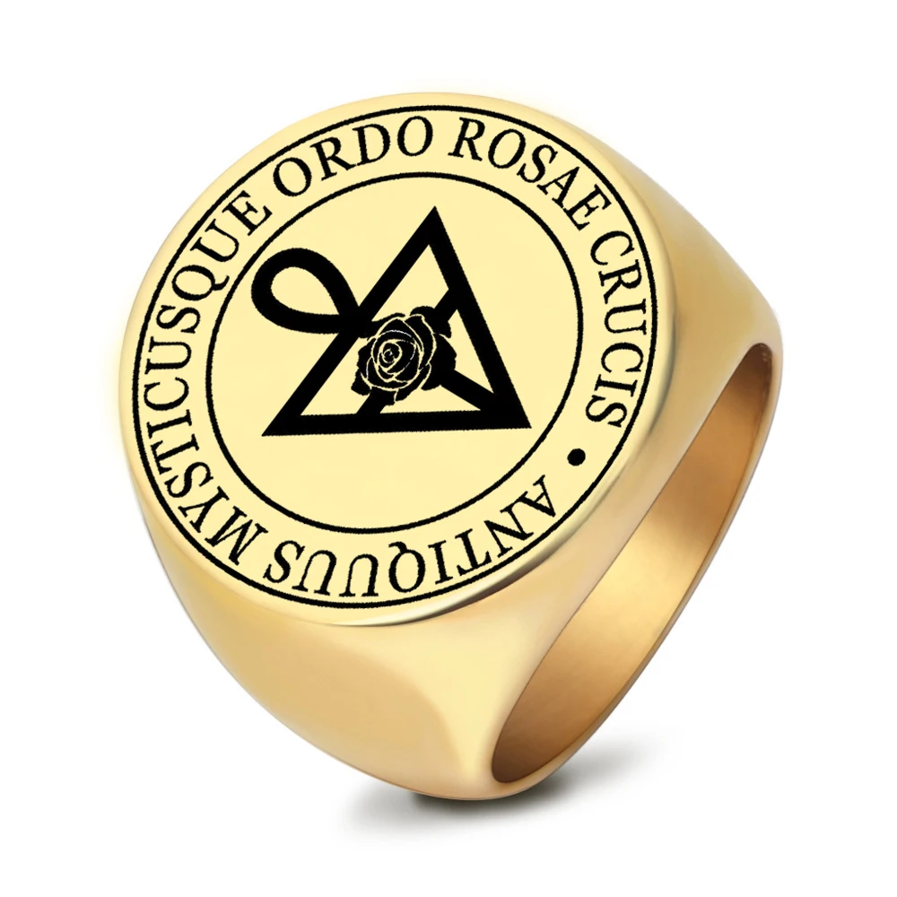R015 Ordem Rosacruz AMORC Ring Ordo Rosae Crucis Antiquus Mysticusque Amulet Talisman Laser Cut Stainless Steel Rings
