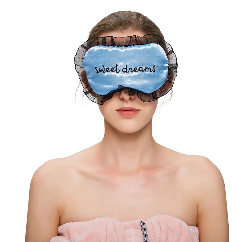 New design double sided satin silk sleeping eye mask with elastic band breathable custom logo travel silk sleep eyeshade