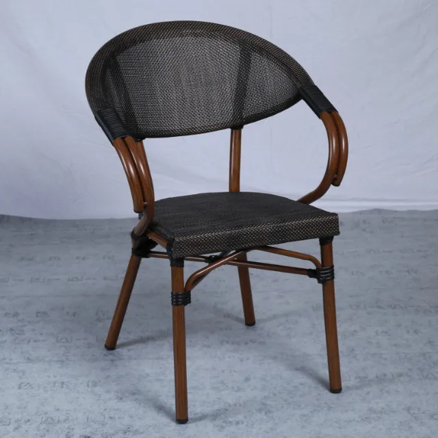 High Class Metal Bamboo Rattan Garden Outside Outdoor Cafe Bistro Furniture Chairs Set