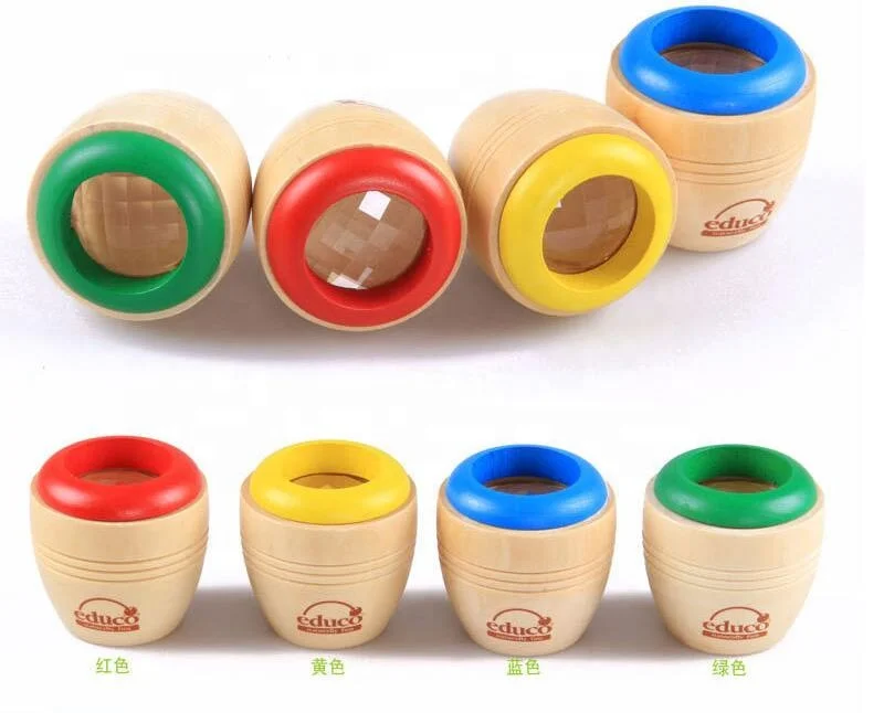 Funny multiprism observation toy wooden kaleidoscope with Glasses Lens