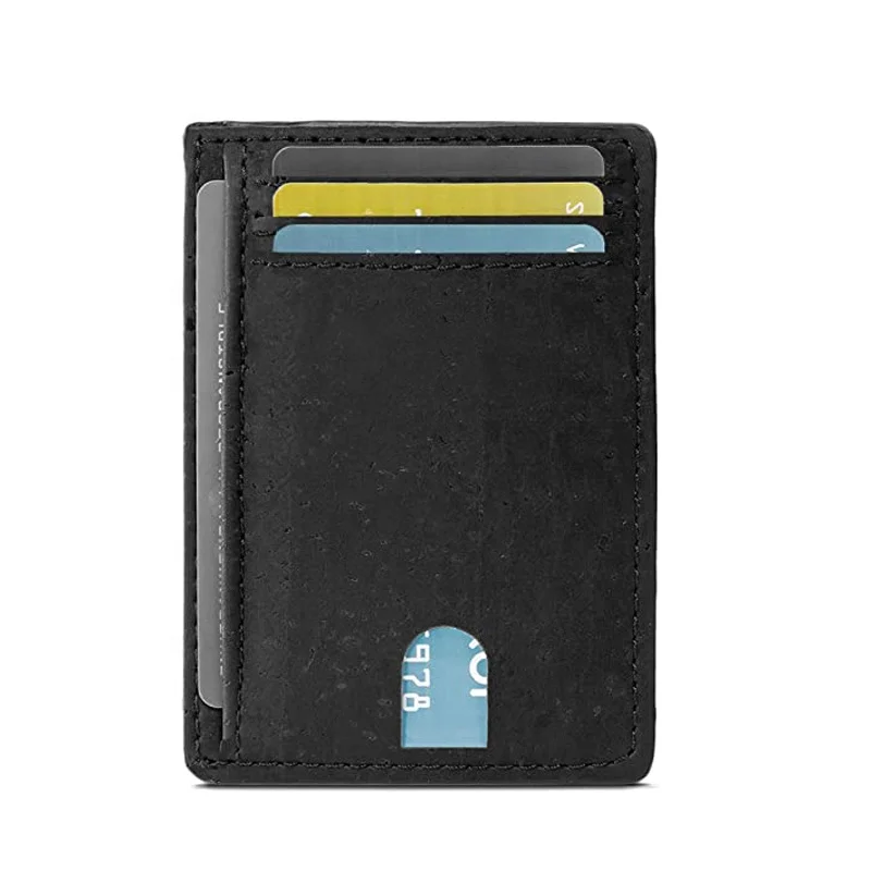 New Design Men Vegan RFID Blocking Minimalist Slim Card Holder No-Leather Cork Wallet Eco-Friendly Material Wallet