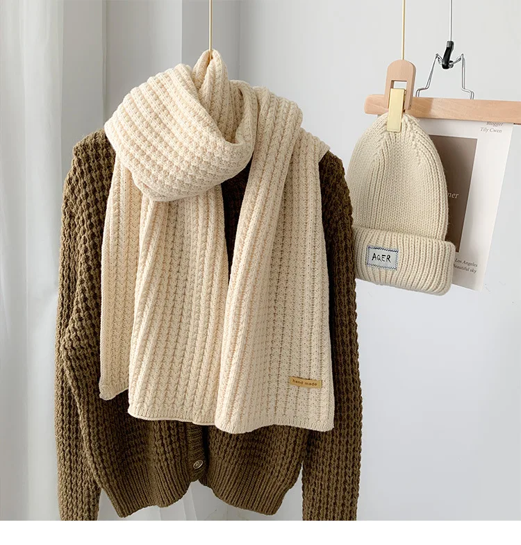 Заводские Оптовые корейские вязаные шарфы для женщин зимние утолщенные и теплые толстые шерстяные