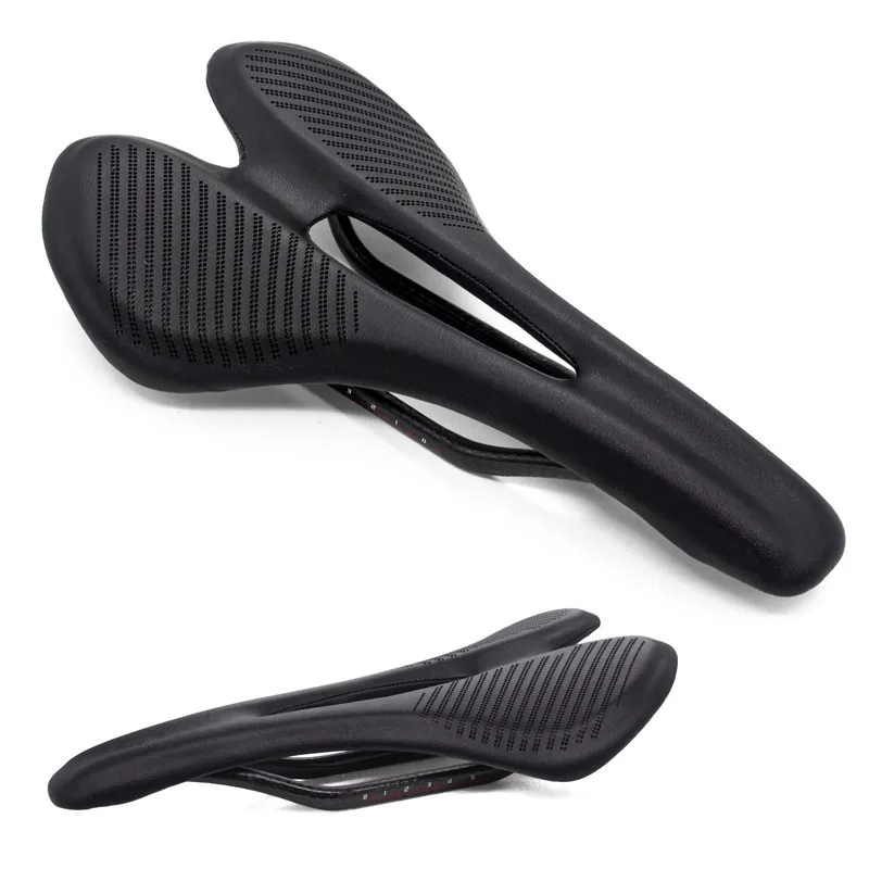 Full carbon fiber microfiber leather seat cushion road bike mountain bike seat bag bicycle saddle hollow and breathable