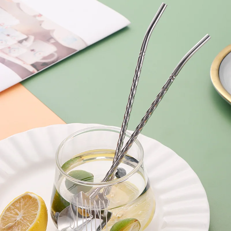 304 stainless steel straw spoon New creative straw spade dual-purpose coffee stirring spoon Threaded straw spoon