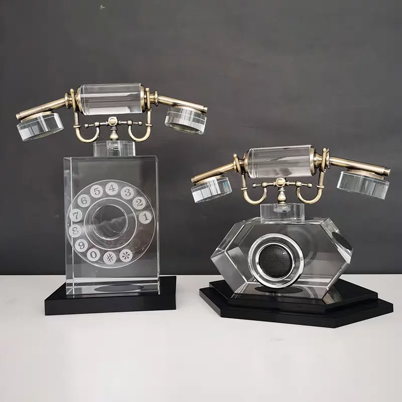 Оптовая продажа роскошная винтажная Хрустальная модель телефона Хрустальный Декор для дома современный креативный хрустальный металлический телефонный