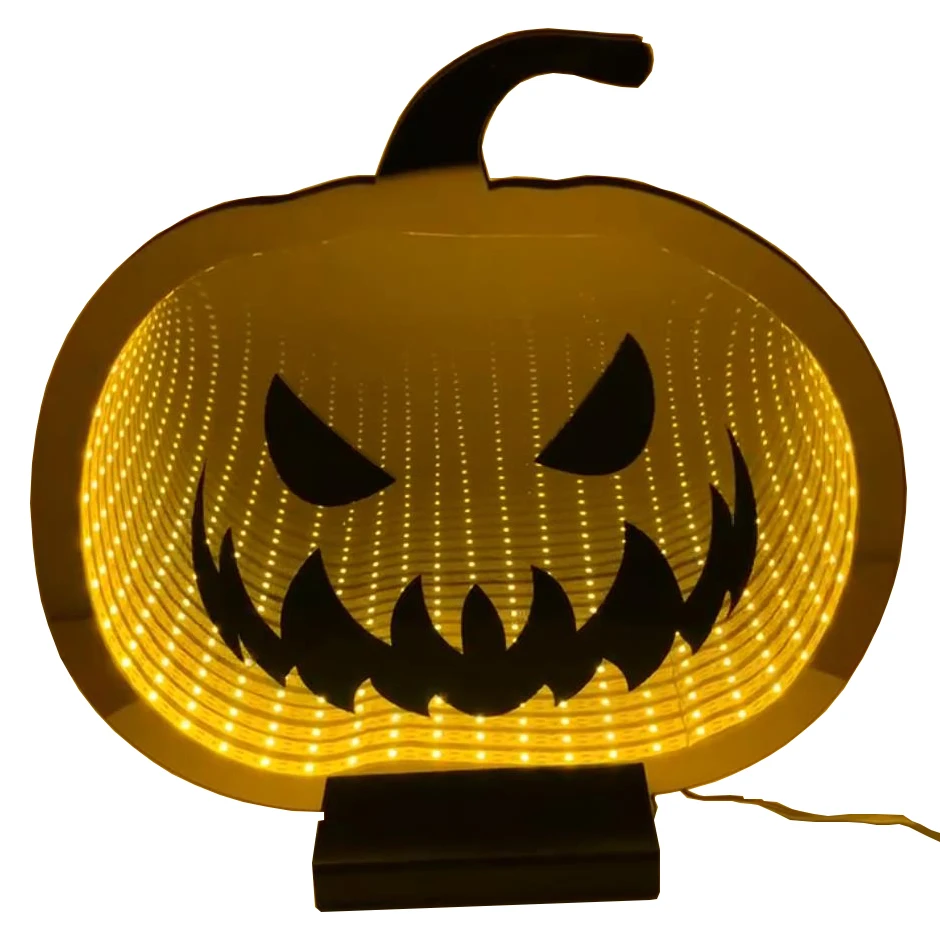 40CM Infinity Lights LED Mirrors Halloween Decor Pumpkin Shape Haunted House Garden Yard prop