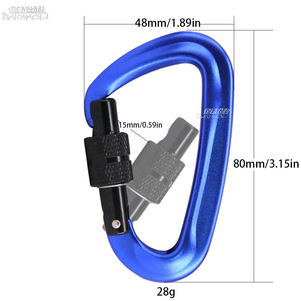 8#D shaped 7075 Aviation  Aluminum metal 12KN swivel spring locking climbing carabiner hooks FOR camping hiking or bicycle ball