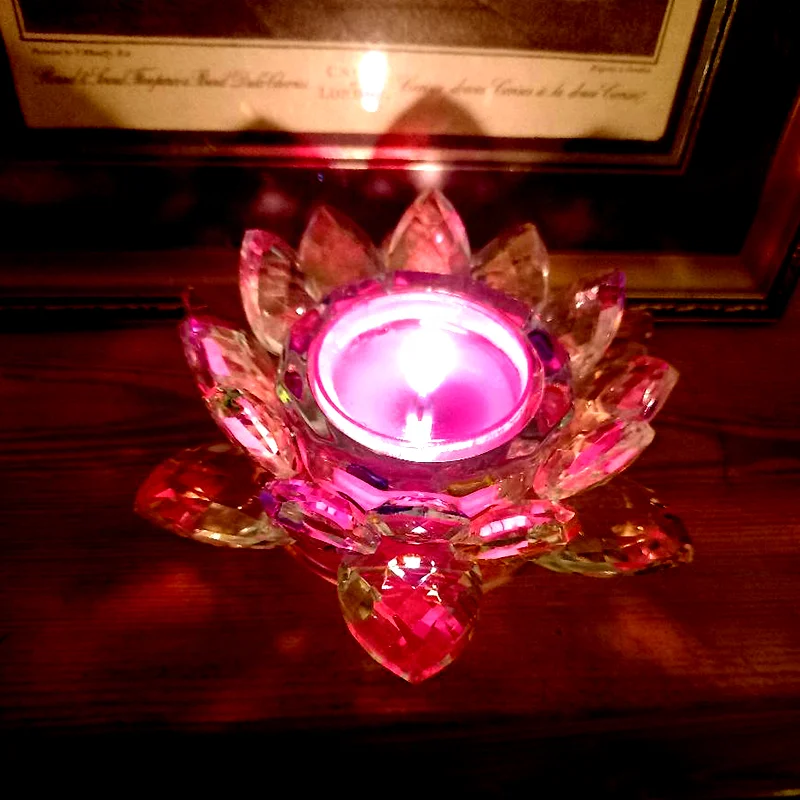 Glass Candle Holder Lotus Flower Lamp Container Crystal Tealight Tea Light Candlestick Jars Wedding Candelabra Nail Liquid Tools