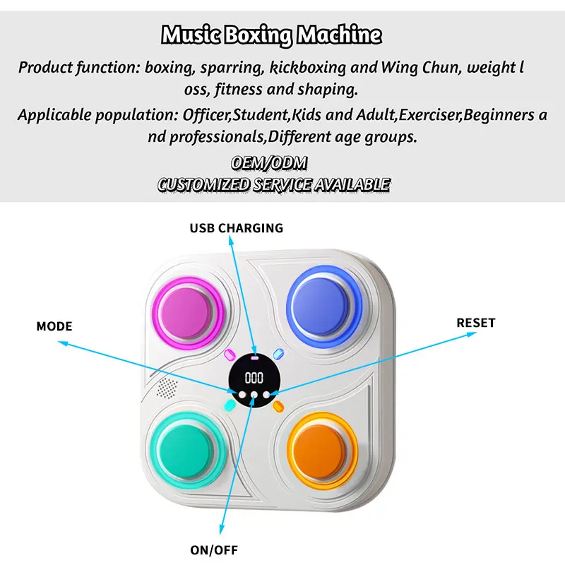 Intelligent Indoor Wall-Mounted Digital Music Light Reaction Target Game Machine for Children Bluetooth Music Boxing