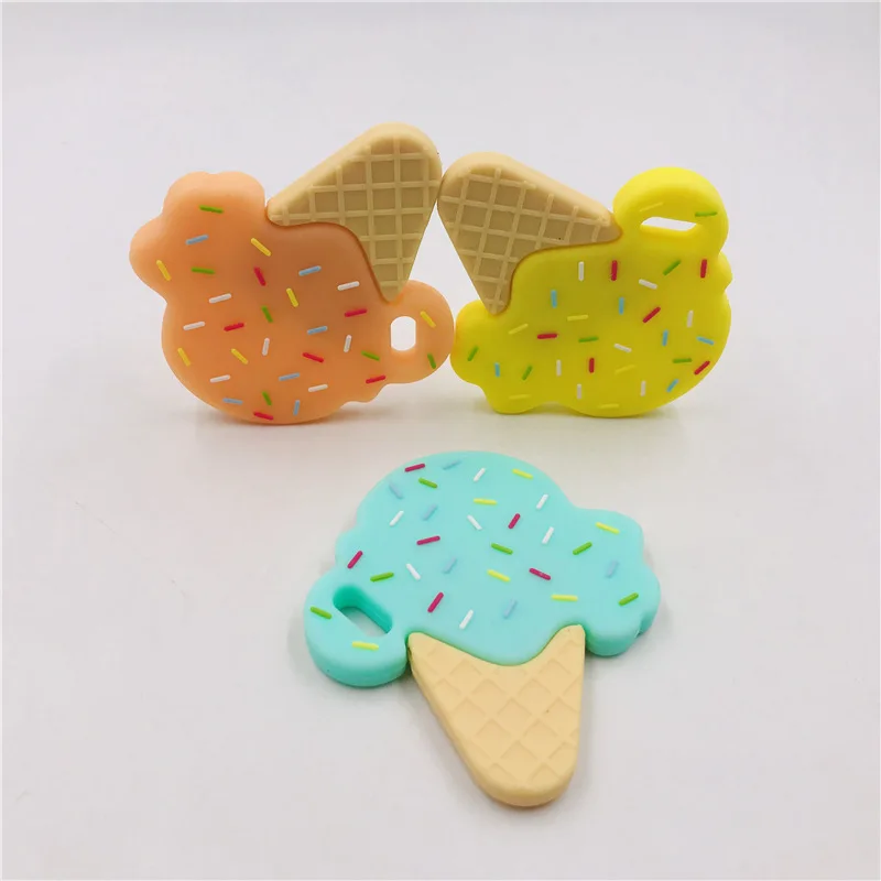 Силиконовый Прорезыватель для зубов, мягкая игрушка для мороженого, не содержит BPA, нетоксичный, 100% натуральный каучук