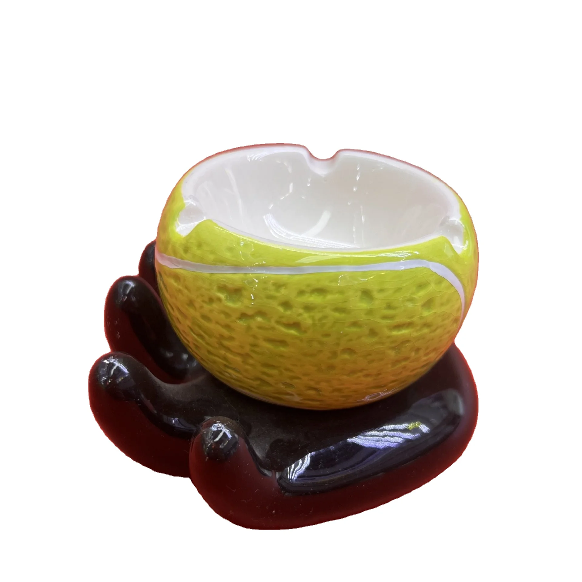 ATY121 Creative Number 8 Billiard Golf Tennis Ball Shape Ceramic Ashtray