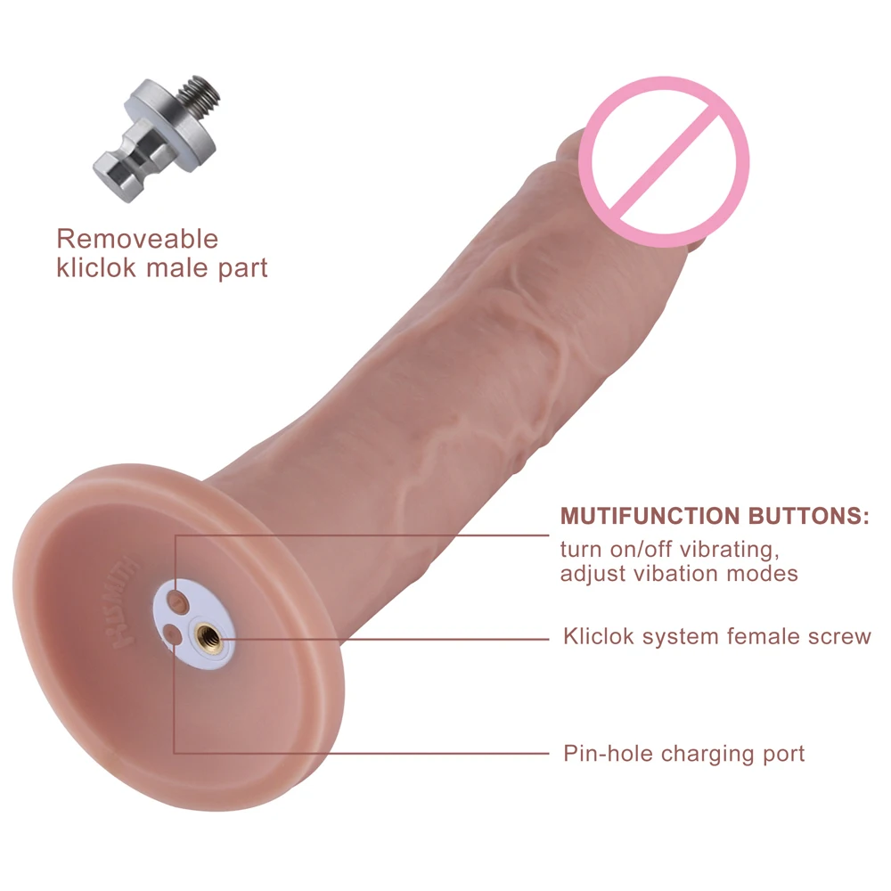 Hismith 10.2 inch Vibrating Dildo with 3 Speeds + 4 Modes with KlicLok System - Slight Curved Silicone Penis Dong Vibrator