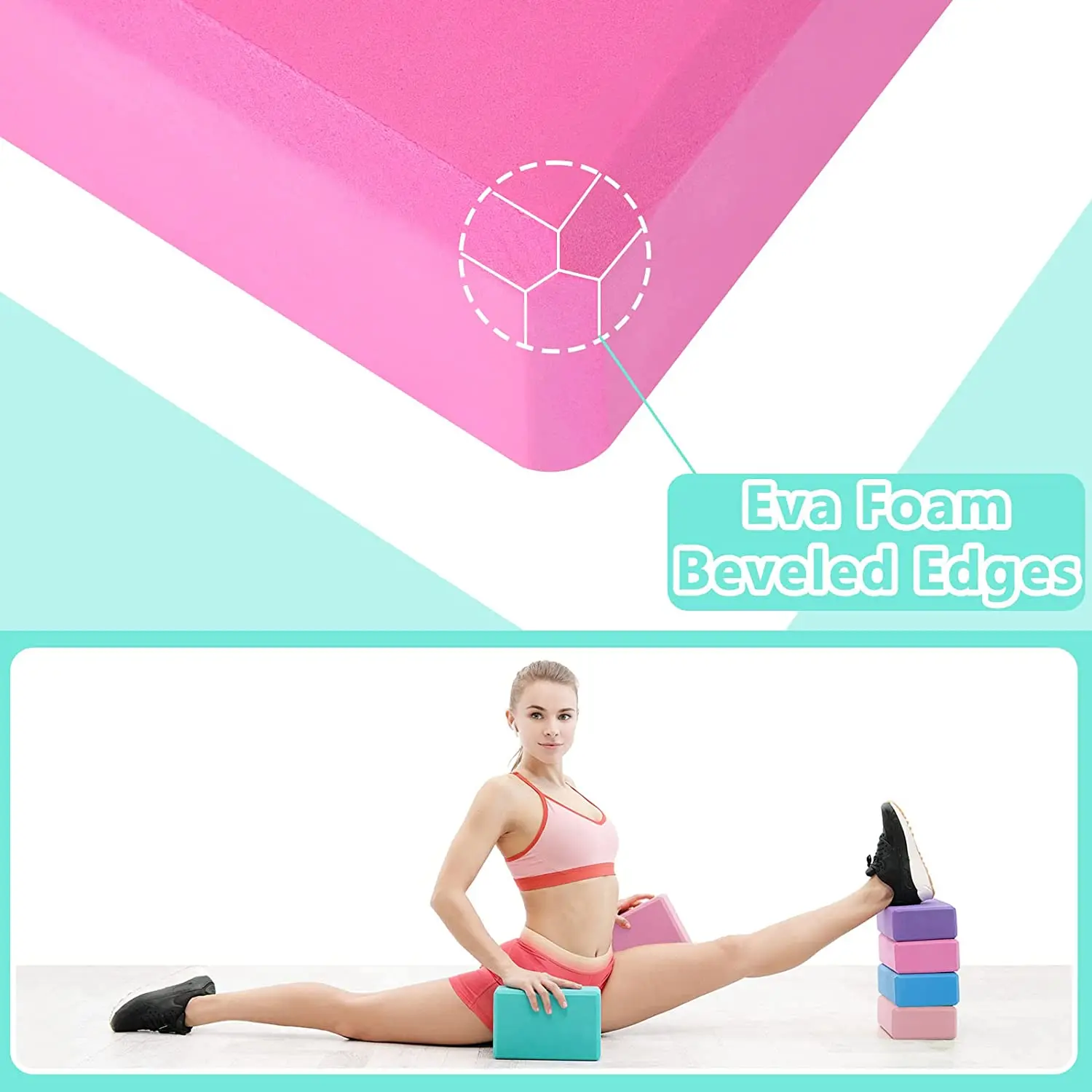 Eco Friendly Manufacturer Customized Logo Work Out Gym High Density Thick Foam Yoga Block EVA
